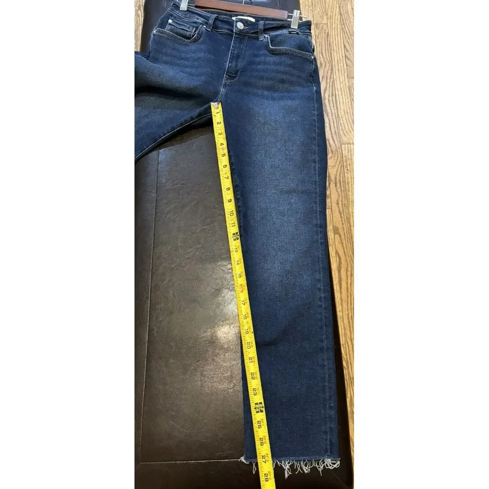 Mavi Women's‎ Jeans Viola High Rise Slim Straight Sz 27 Raw Hem  Dark Wash